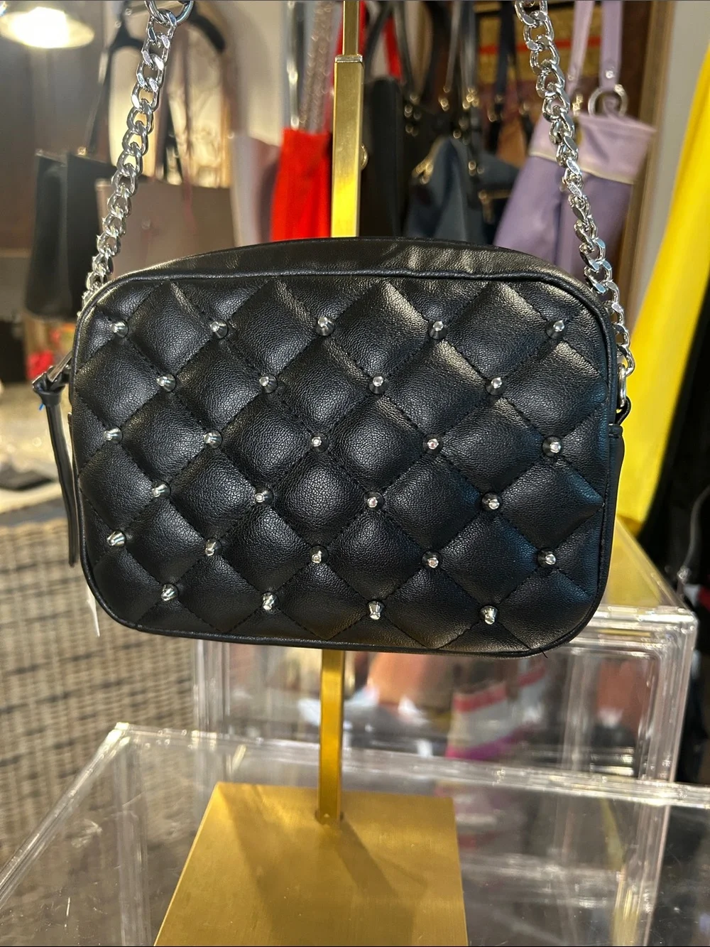 Rebecca Minkoff Quilted Black Diamond Crossbody/Chain Strap 7.5”x 2”x 5.25” NWT